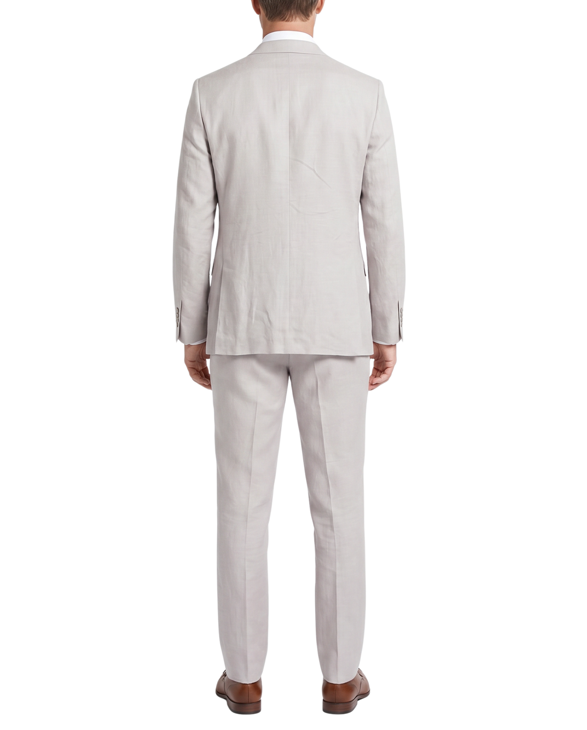 Men's Light Grey Linen Slim Fit Notch Lapel 2-Button Suit – view 2