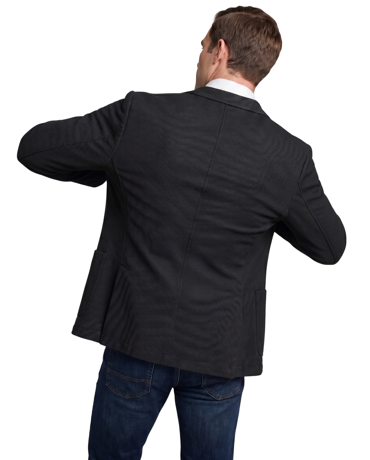 Men's Black Technical Weave Slim Fit 4 Way Stretch Air Blazer – view 9