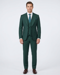 Men's Solid Hunter Green Wool 1-Button 3-Piece Regular Fit Suit