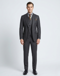 Men's Classic Fit Charcoal Gray Striped Wool 3-Piece Suit