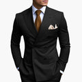 Men's Double-Breasted Suit Set – Tailored Notched-Lapel Blazer & Trousers for Weddings & Business