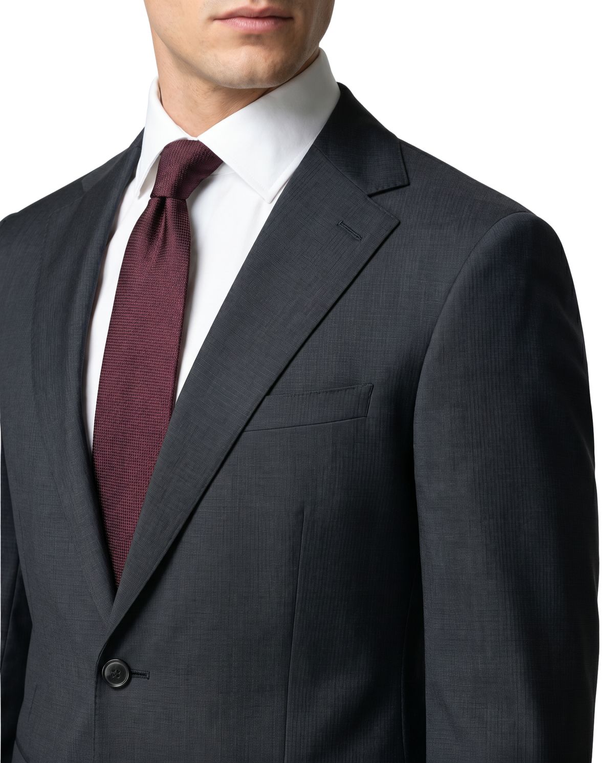 Men's Black Wool Slim Fit Notch Lapel 2-Button Suit – view 2