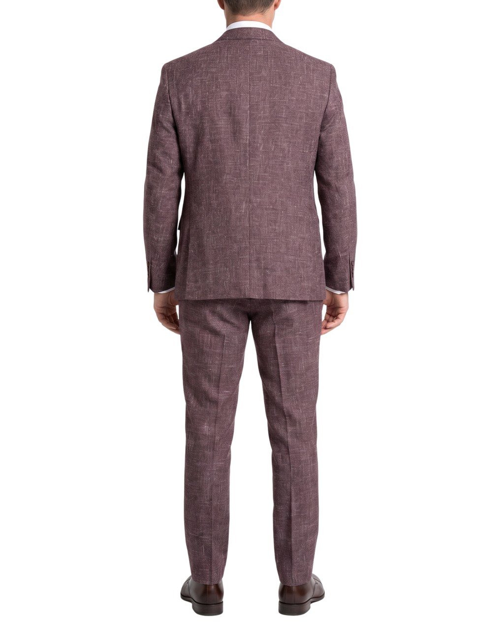 Men's Burgundy Wool Blend Slim Fit Notch Lapel 3-Button Suit – view 3