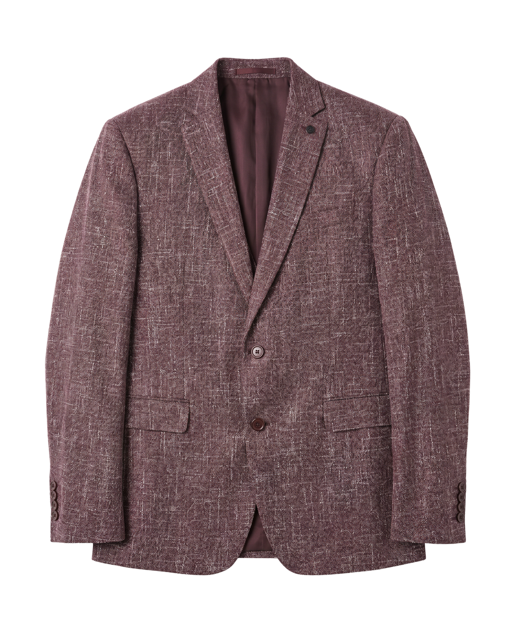 Men's Burgundy Wool Blend Slim Fit Notch Lapel 3-Button Suit – view 4