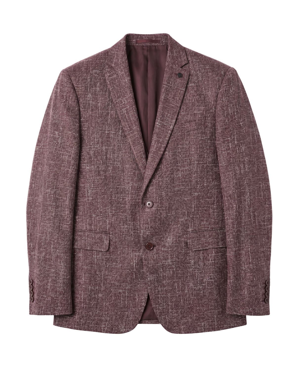Men's Burgundy Wool Blend Slim Fit Notch Lapel 3-Button Suit – view 4