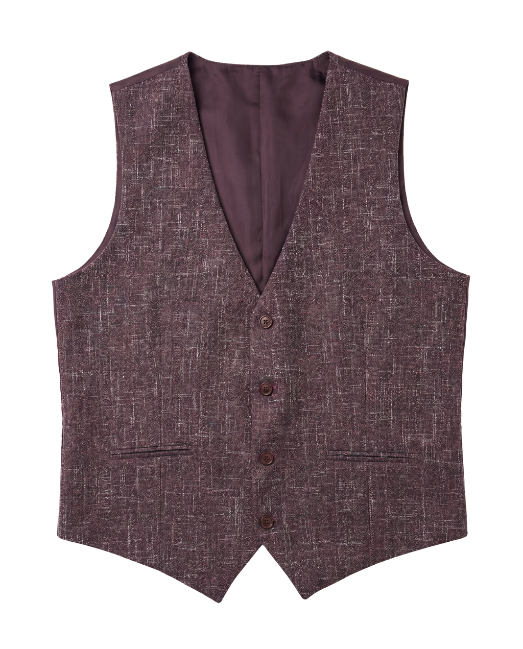 Men's Burgundy Wool Blend Slim Fit Notch Lapel 3-Button Suit – view 6