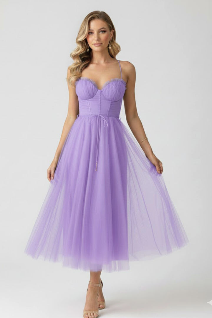 Women's Tulle Dress with Sweetheart Neckline – Formal Evening & Party Dress