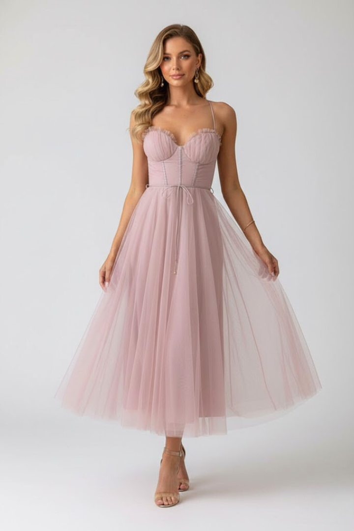 Women's Tulle Dress with Sweetheart Neckline – Formal Evening & Party Dress
