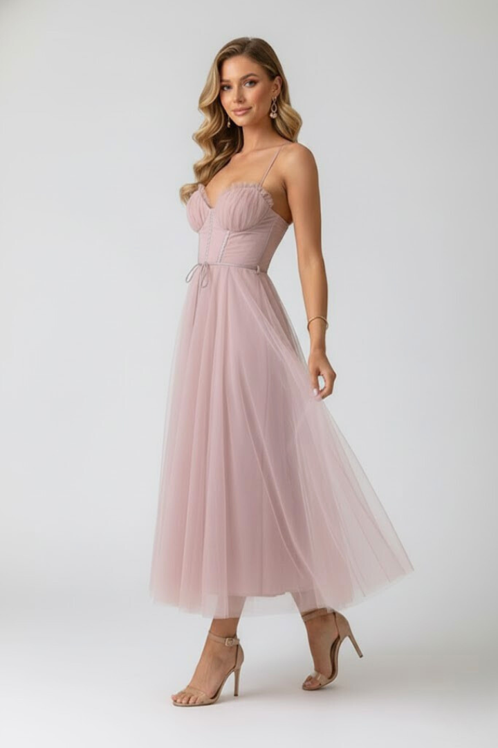 Women's Tulle Dress with Sweetheart Neckline – Formal Evening & Party Dress