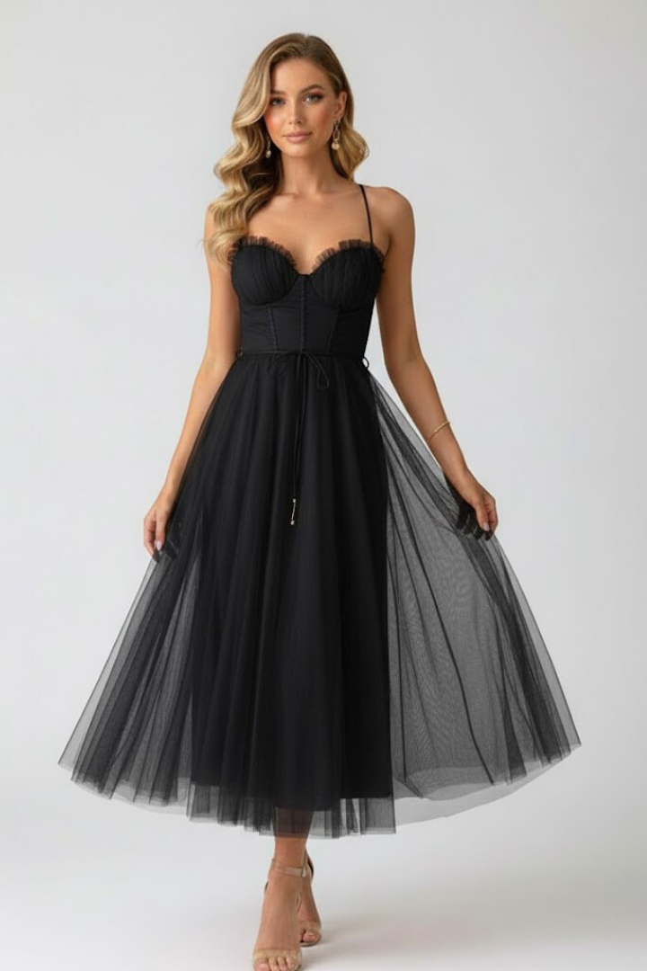 Women's Tulle Dress with Sweetheart Neckline – Formal Evening & Party Dress