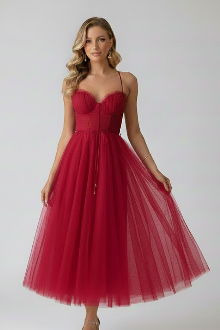 Women's Tulle Dress with Sweetheart Neckline – Formal Evening & Party Dress