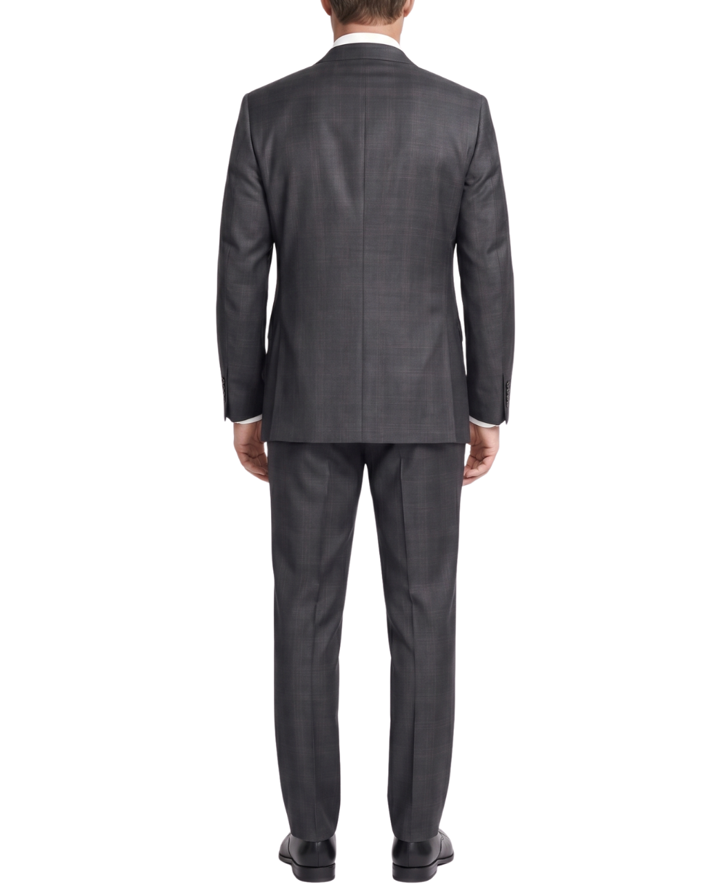 Men's Charcoal Gray Windowpane Slim Fit Wool 2-Button Suit – view 2