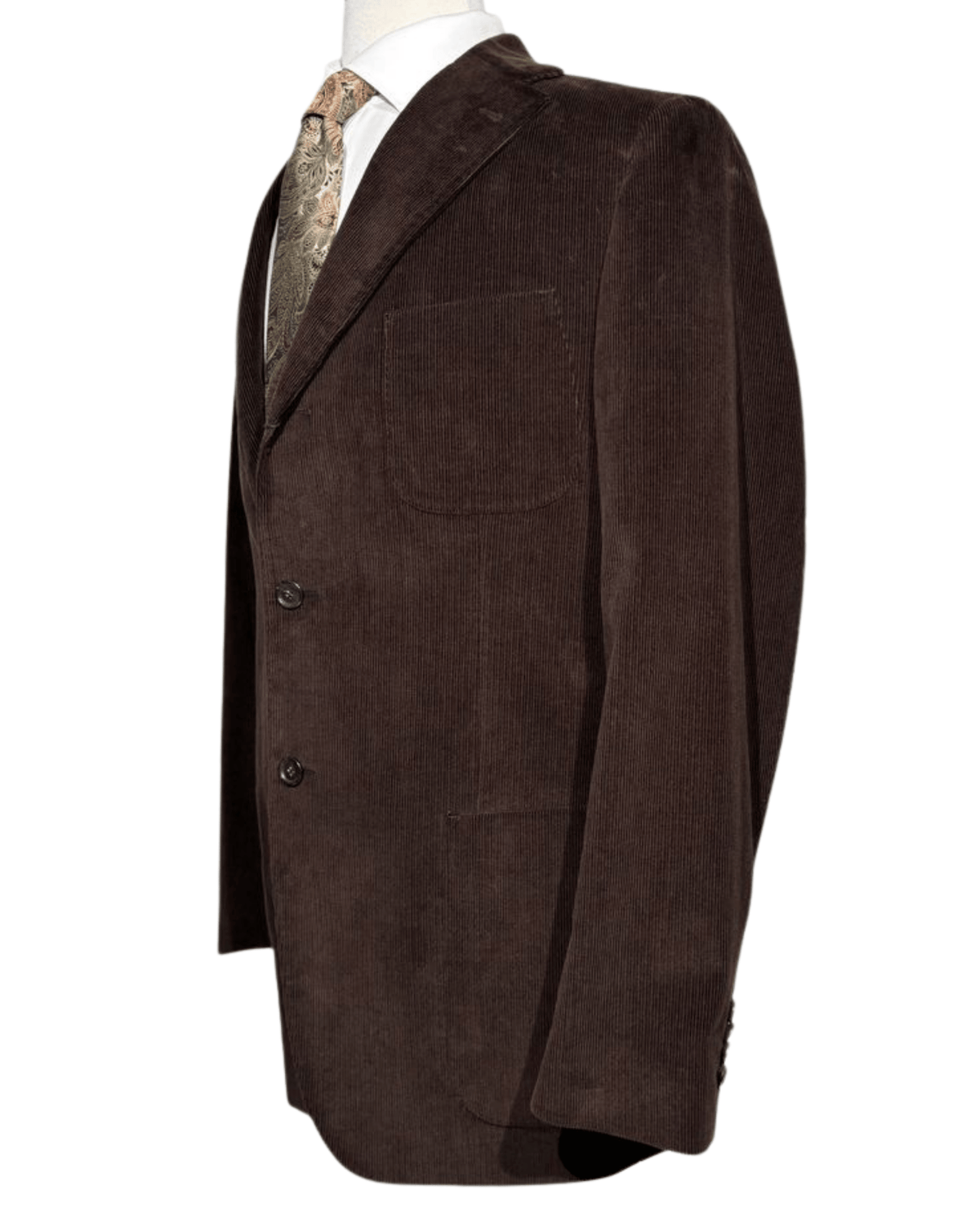 Men's Brown Corduroy Notch Lapel Slim Fit 3-Button Cotton Suit – view 4