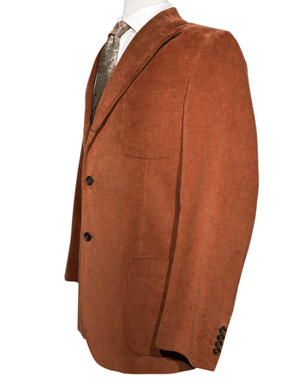 Men's Burnt Orange Corduroy Notch Lapel Slim Fit 3-Button Cotton Suit – view 4