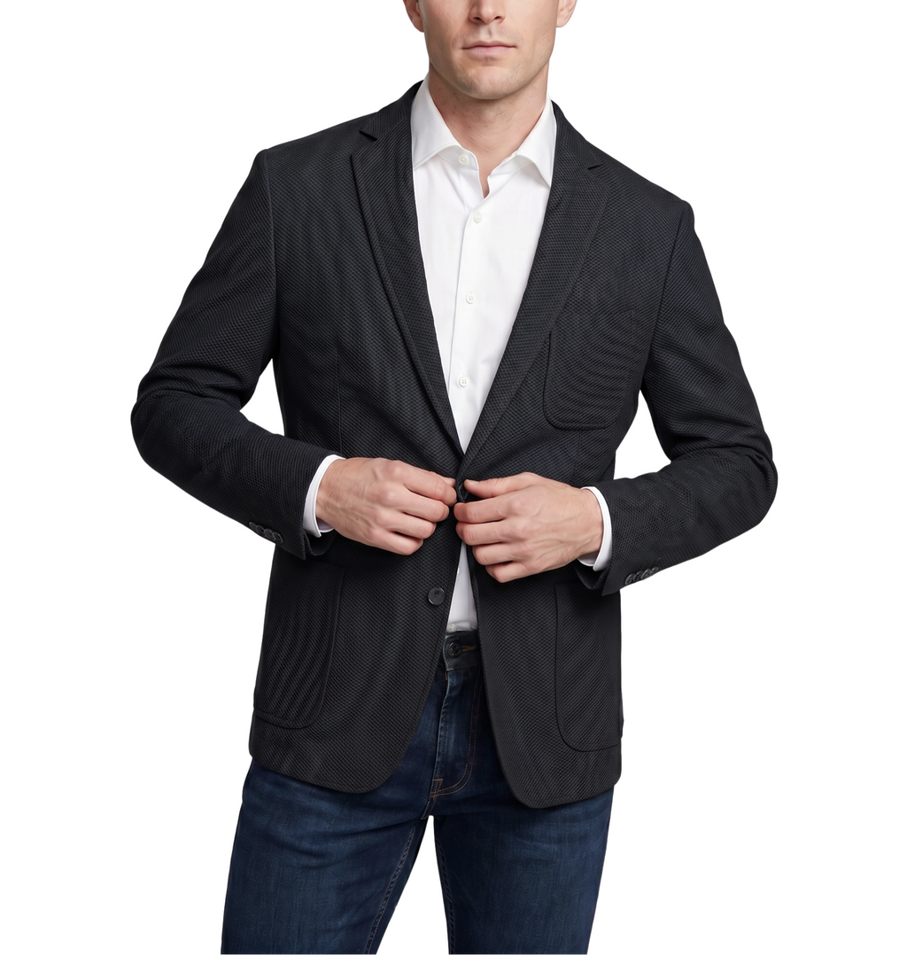 Men's Black Technical Weave Slim Fit 4 Way Stretch Air Blazer – view 4