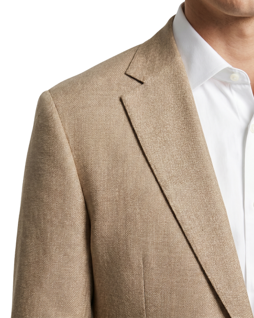 Men's Beige Textured Modern Fit Notch Lapel 2-Button Wool Sport Coat – view 2