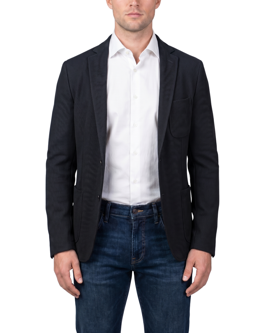 Men's Black Technical Weave Slim Fit 4 Way Stretch Air Blazer – view 5