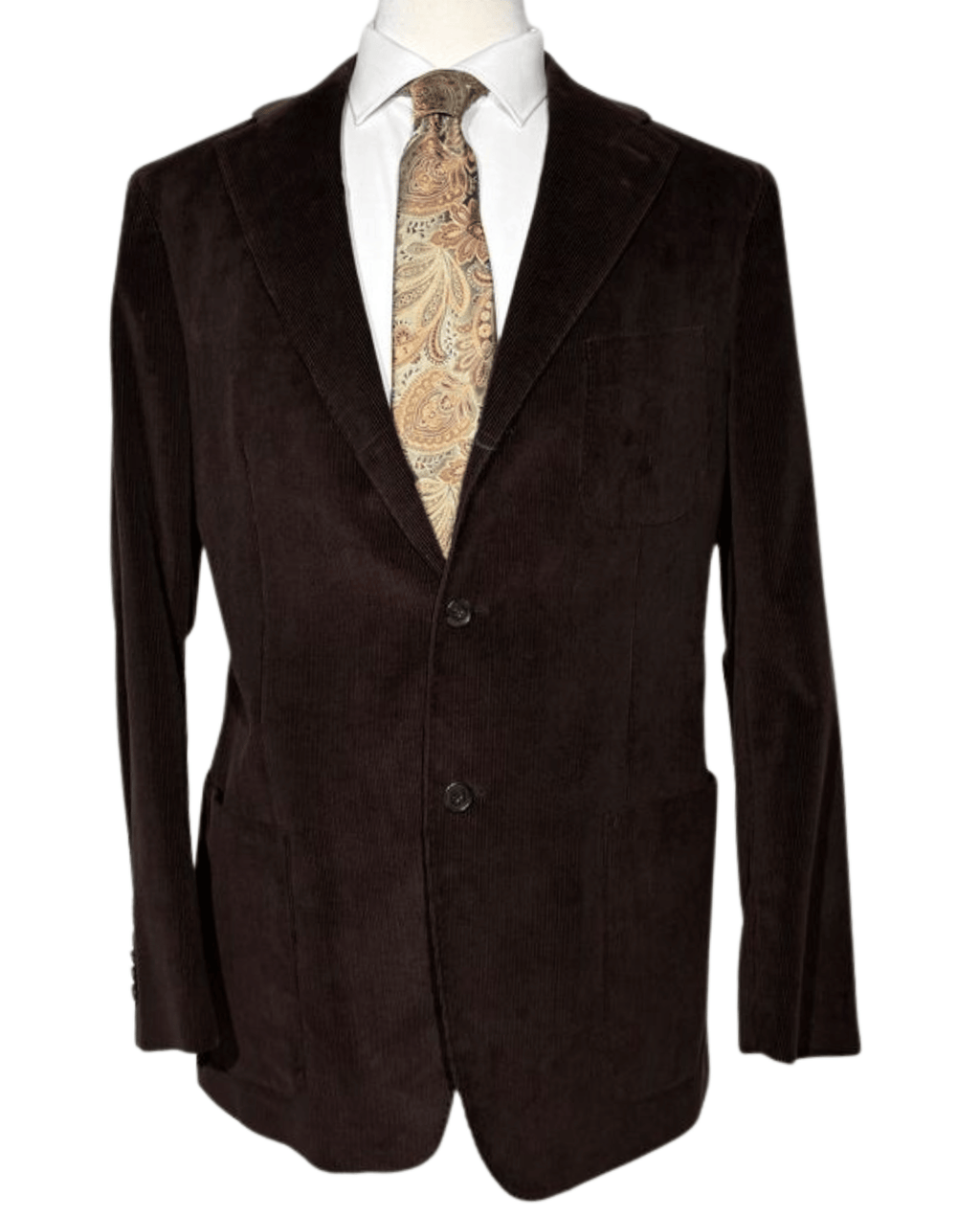 Men's Brown Corduroy Notch Lapel Slim Fit 3-Button Cotton Suit – view 2