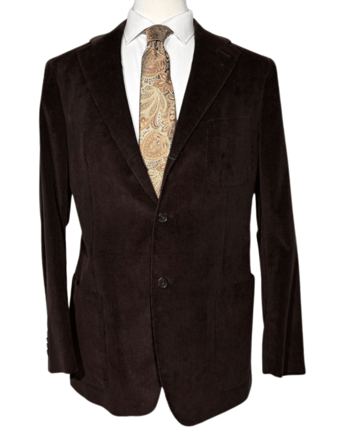 Men's Brown Corduroy Notch Lapel Slim Fit 3-Button Cotton Suit – view 2