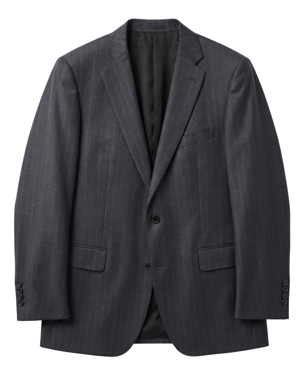 Men's Charcoal Gray Pinstriped Classic Fit Wool 2-Button Suit – view 2