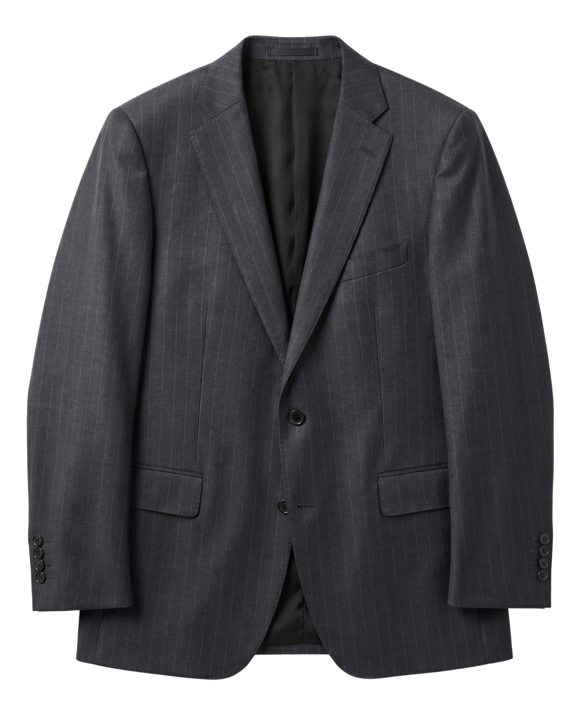 Men's Charcoal Gray Pinstriped Classic Fit Wool 2-Button Suit – view 2