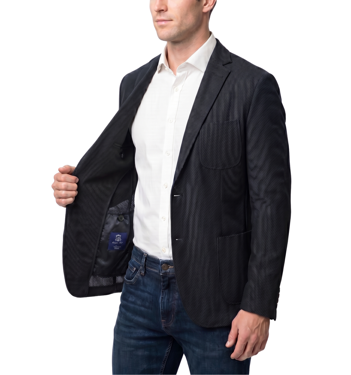 Men's Black Technical Weave Slim Fit 4 Way Stretch Air Blazer – view 6