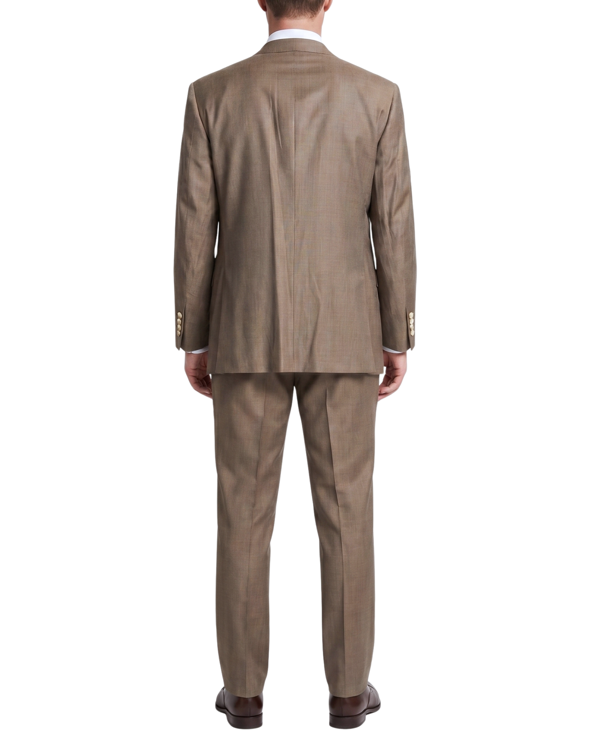 Men's Camel Tan Classic Fit Peak Lapels Wool 3-Piece Suit – view 2