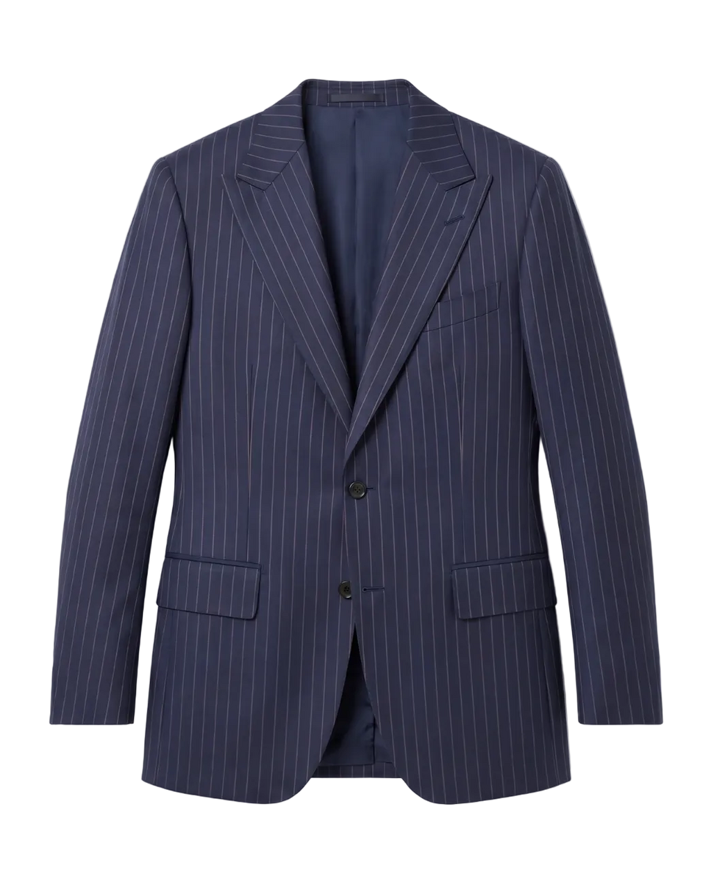 Men's Navy & Orange Pinstripe Classic Fit 2-Button Wool Suit – view 2