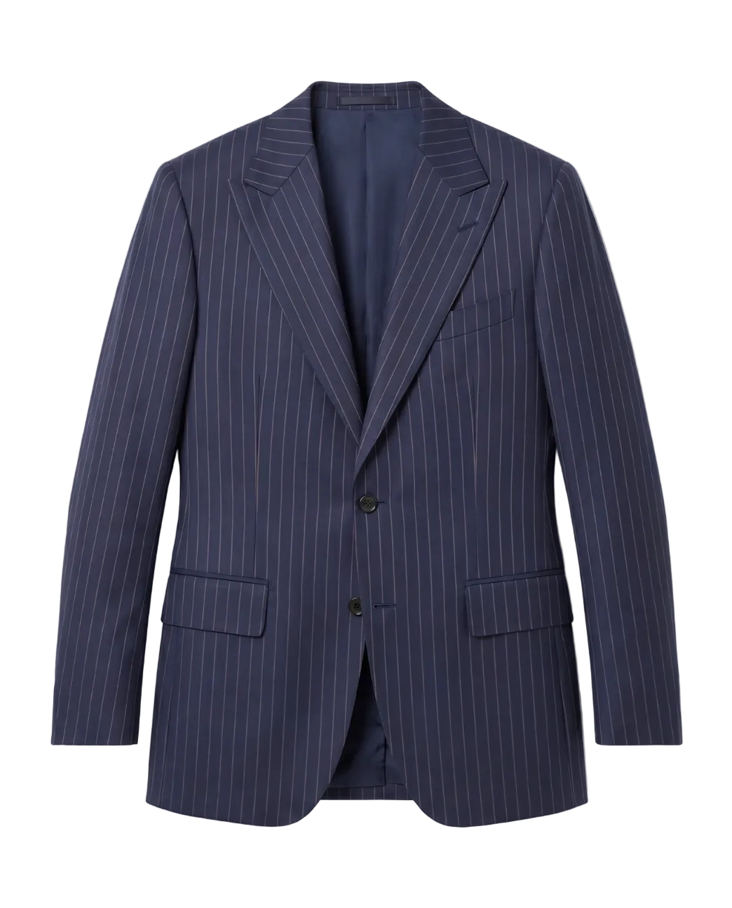 Men's Navy & Orange Pinstripe Classic Fit 2-Button Wool Suit – view 2