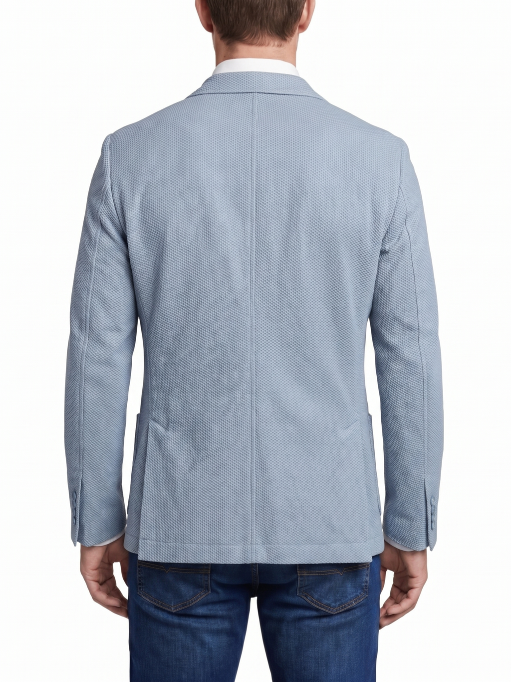 Men's Light Blue Technical Weave Slim Fit 4 Way Stretch Air Blazer – view 5