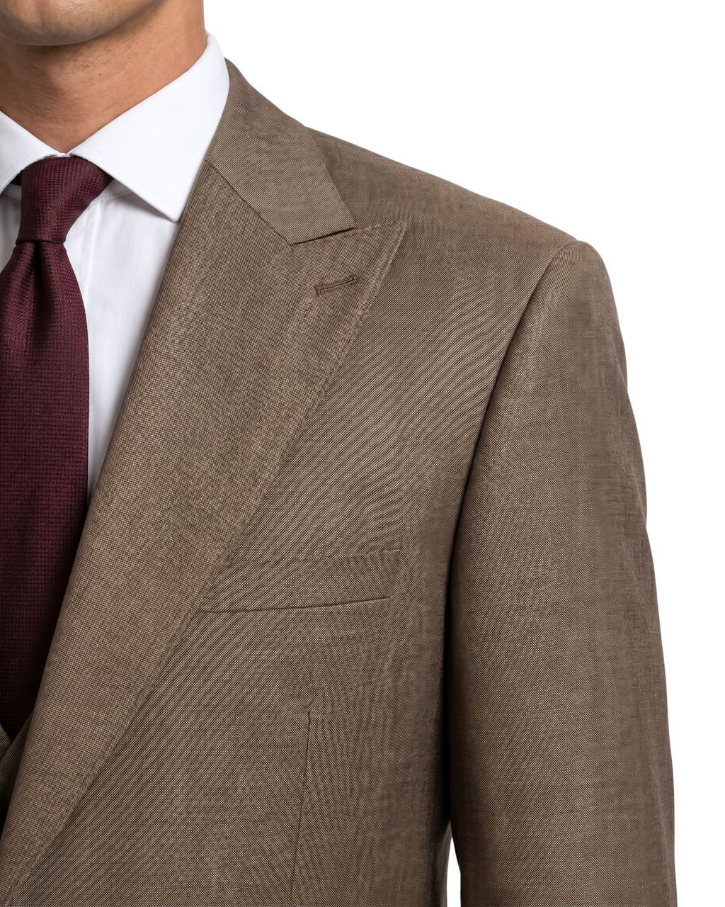 Men's Camel Tan Classic Fit Peak Lapels Wool 3-Piece Suit – view 3