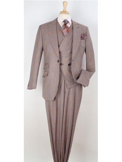 Men's Classic Fit Purple Plaid Wool 3-Piece Suit – view 2