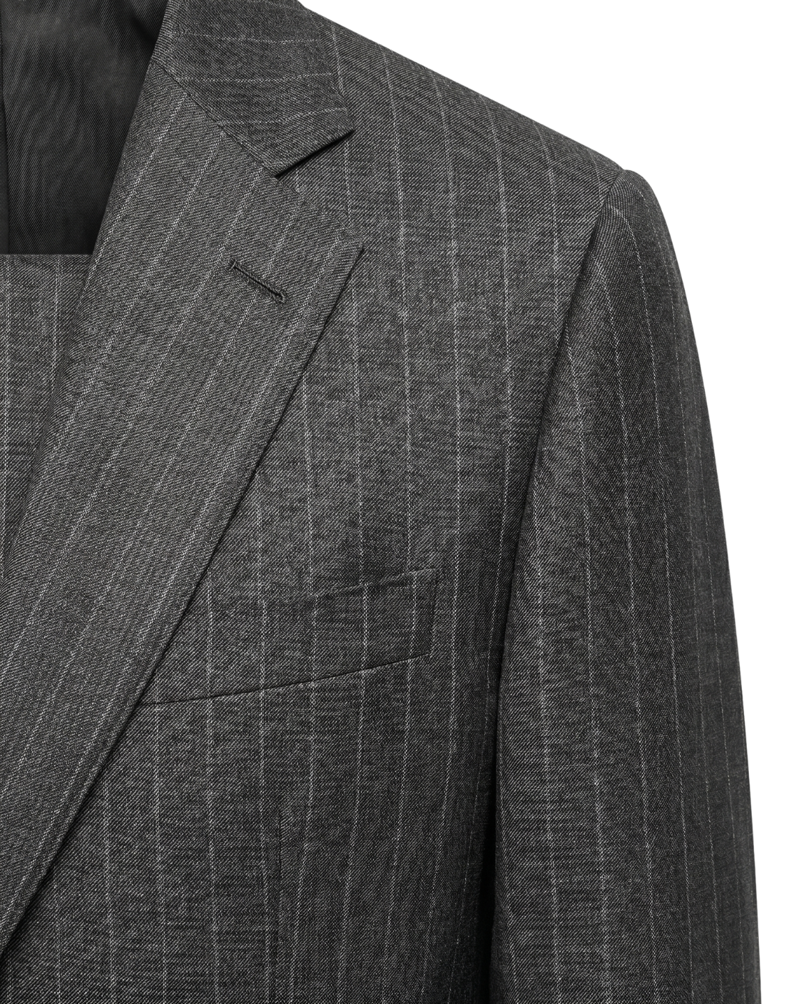 Men's Charcoal Gray Pinstriped Classic Fit Wool 2-Button Suit – view 4