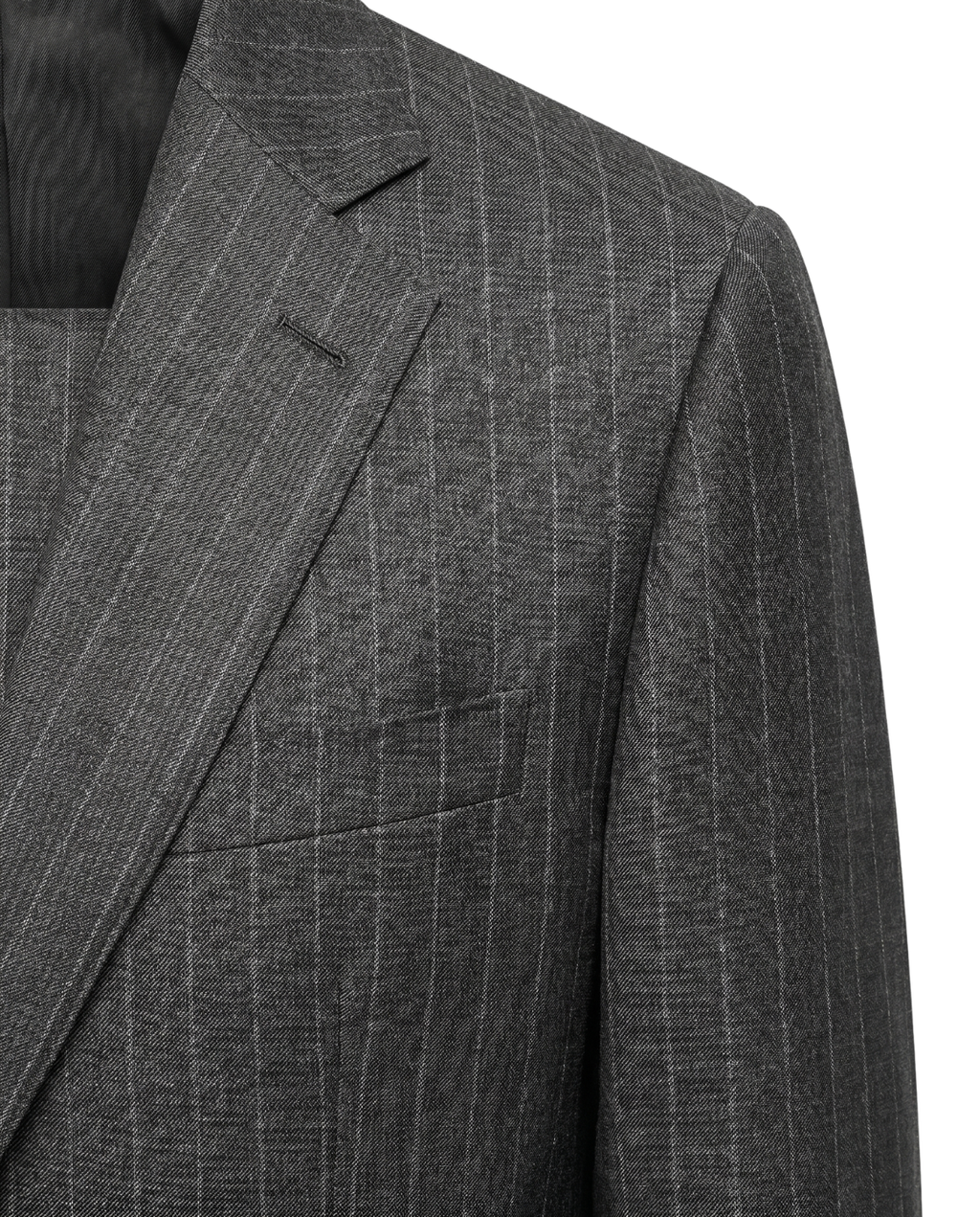 Men's Charcoal Gray Pinstriped Slim Fit Wool 2-Button Suit – view 4