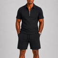 Men's Polo & Shorts Set – Zip Polo Two-Piece Summer Outfit