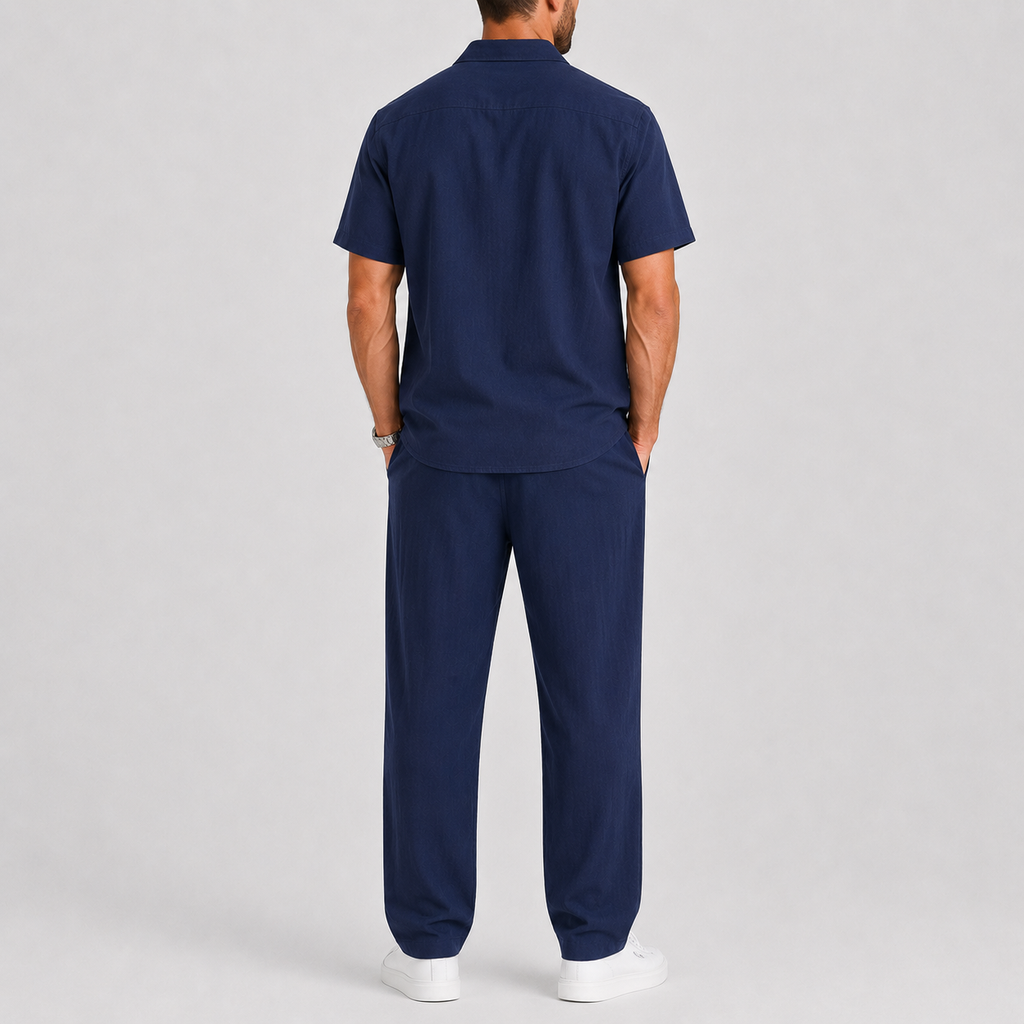 Men's Summer Set – Shirt & Wide-Leg Trousers Two-Piece Outfit