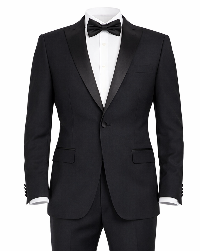 Men's Black Peak Lapel Wool Slim Fit Tuxedo – view 6