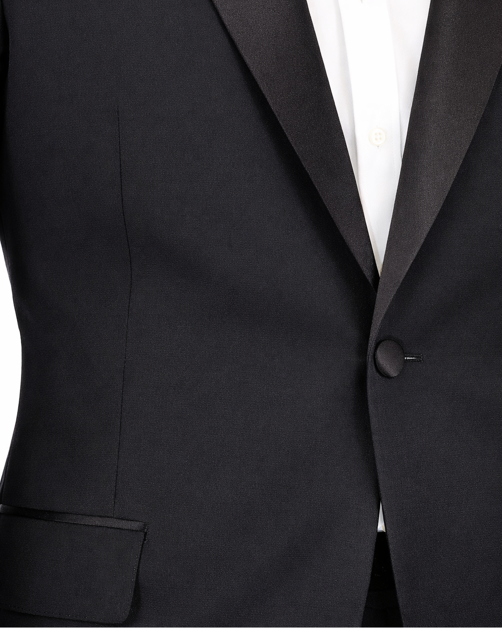 Men's Black Peak Lapel Wool Slim Fit Tuxedo – view 9