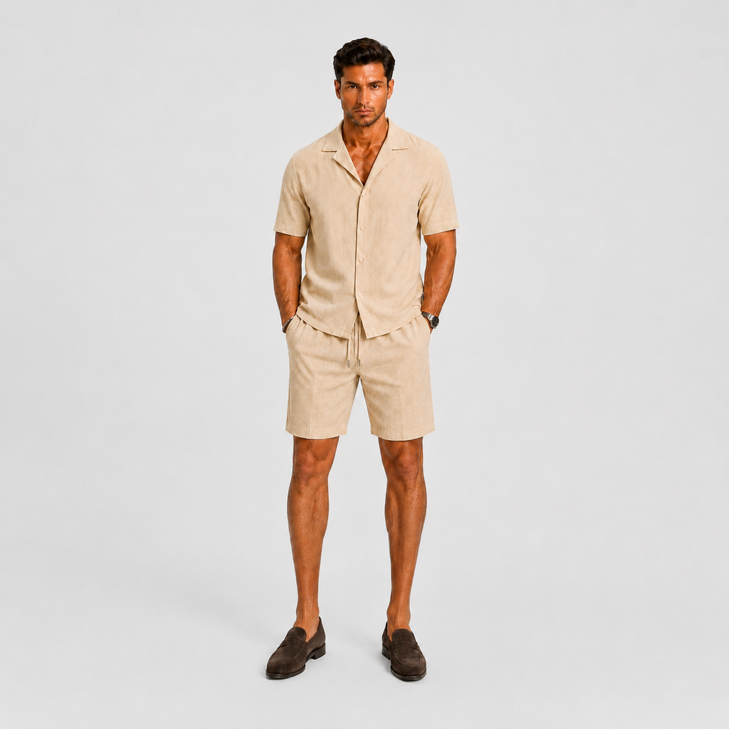 Men's Linen Set – Relaxed Two-Piece Shirt & Trousers Summer Outfit