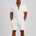 Men's Linen Set – Short-Sleeve Shirt & Shorts Two-Piece Summer Outfit