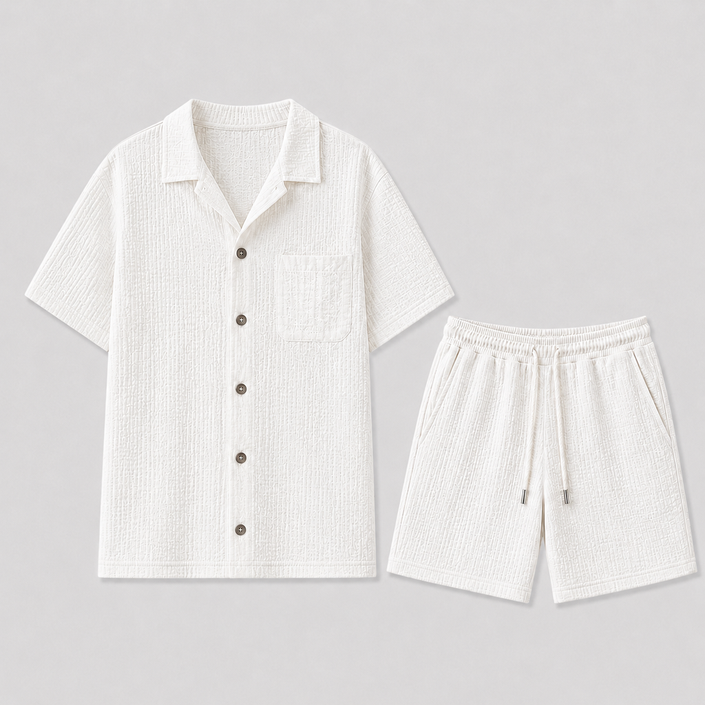 Men's Linen Set – Short-Sleeve Shirt & Shorts Two-Piece Summer Outfit