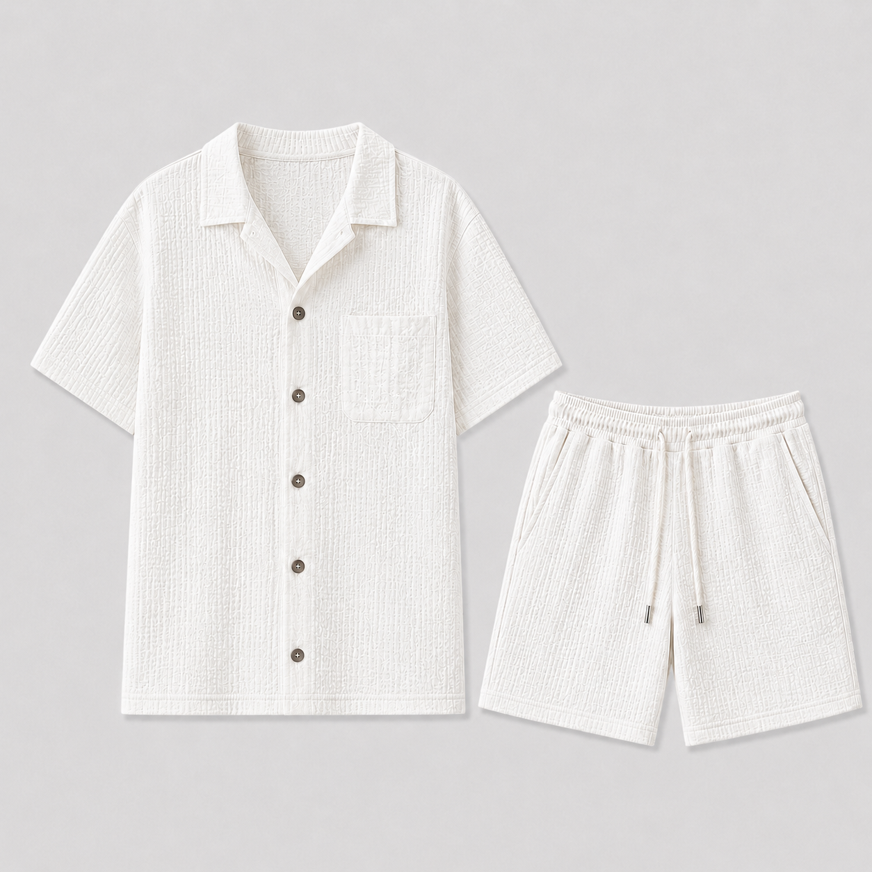 Men's Linen Set – Short-Sleeve Shirt & Shorts Two-Piece Summer Outfit