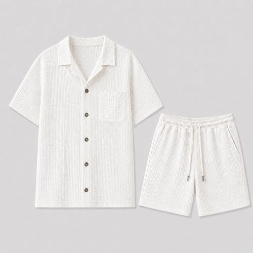 Men's Linen Set – Short-Sleeve Shirt & Shorts Two-Piece Summer Outfit