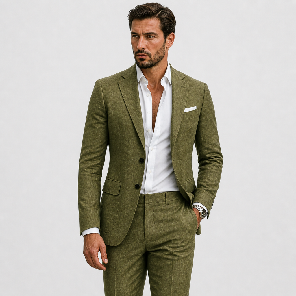 Men's Linen Suit – Slim-Fit Two-Piece Summer Blazer & Trousers