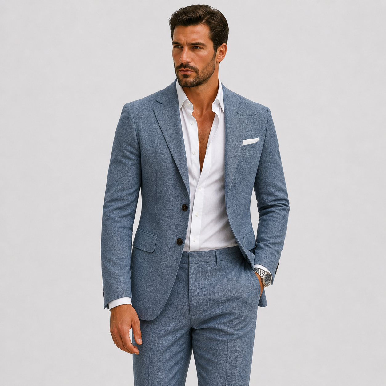 Men's Linen Suit – Slim-Fit Two-Piece Summer Blazer & Trousers