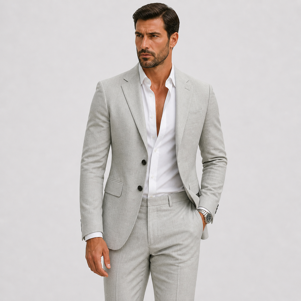 Men's Linen Suit – Slim-Fit Two-Piece Summer Blazer & Trousers