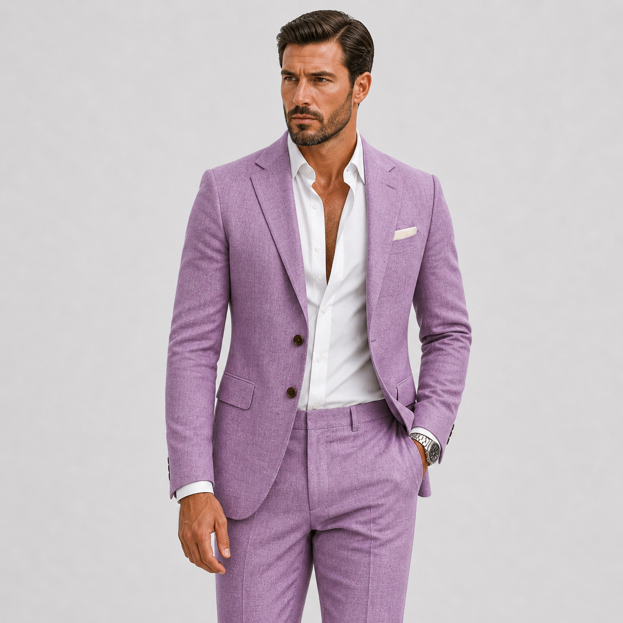 Men's Linen Suit – Slim-Fit Two-Piece Summer Blazer & Trousers