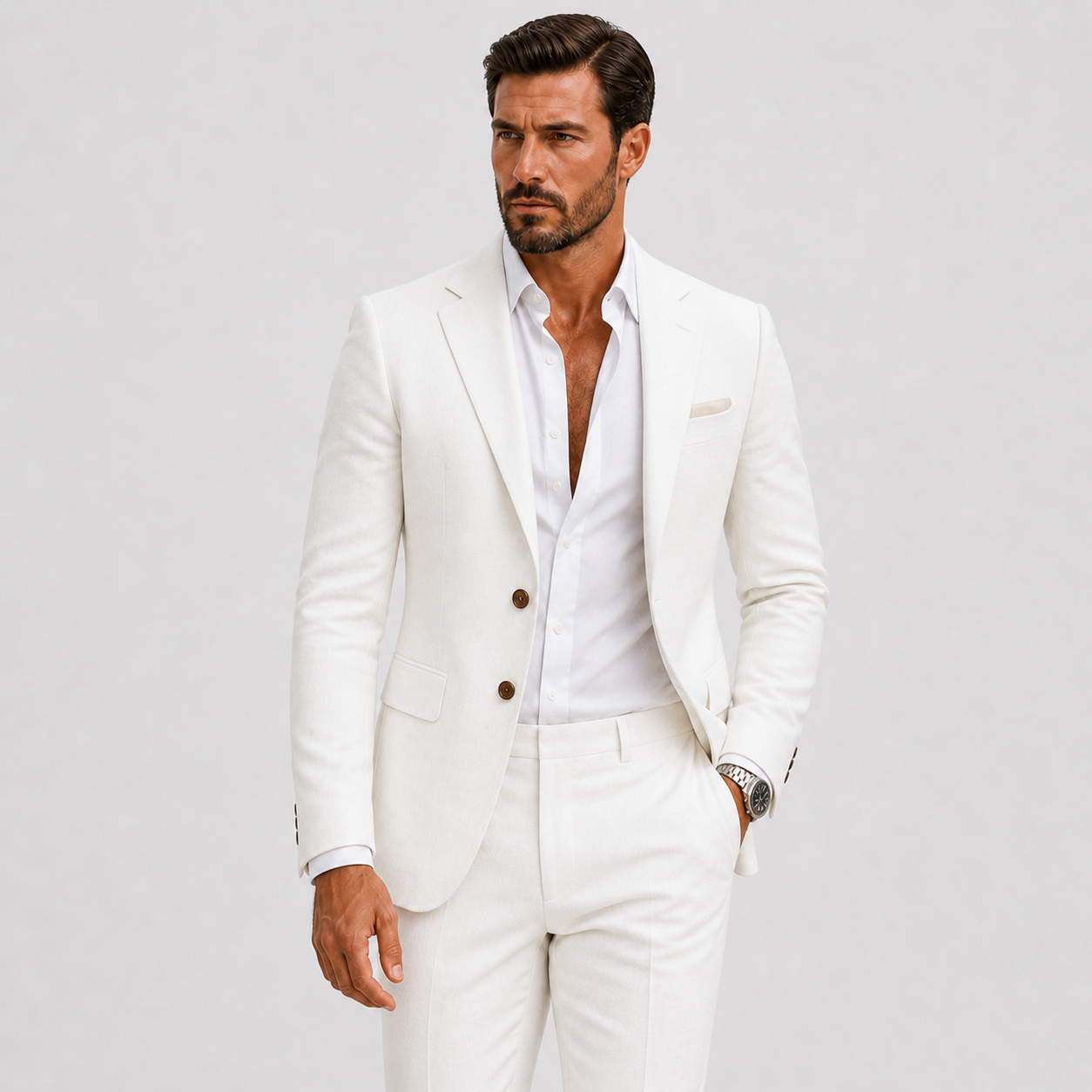 Men's Linen Suit – Slim-Fit Two-Piece Summer Blazer & Trousers