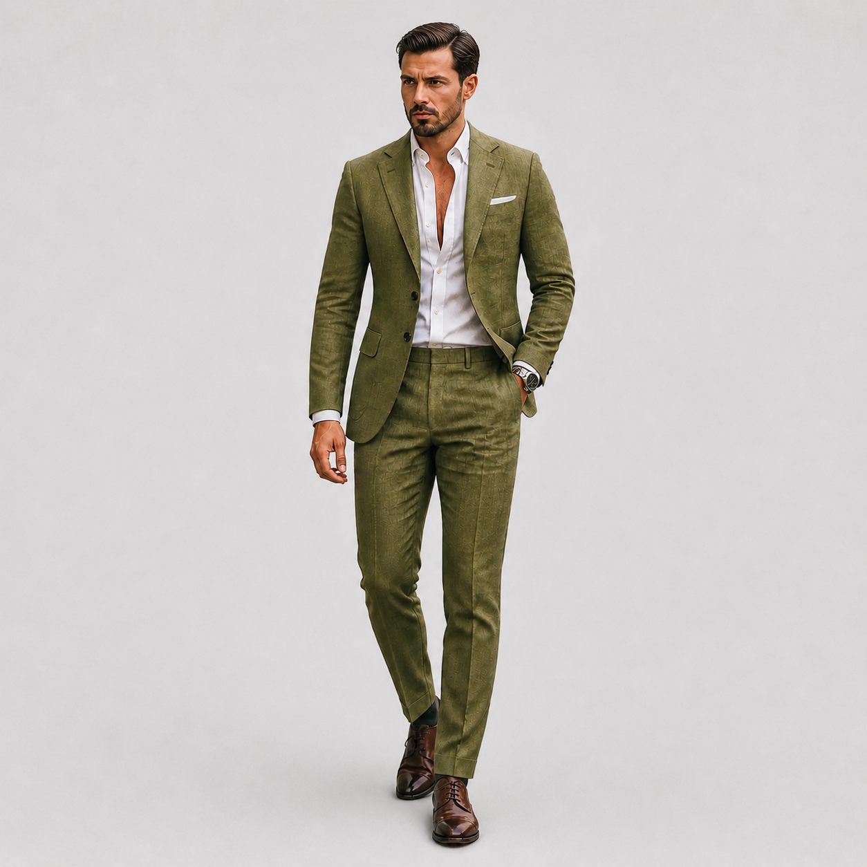Men's Linen Suit – Slim-Fit Two-Piece Summer Blazer & Trousers