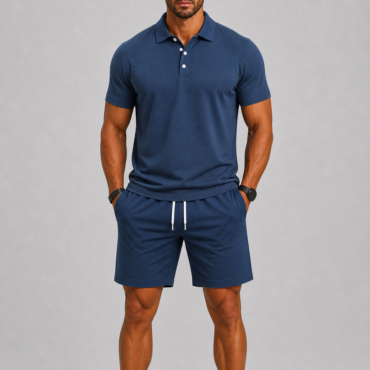 Men's Sports Set – Lightweight Polo & Shorts Two-Piece Summer Outfit